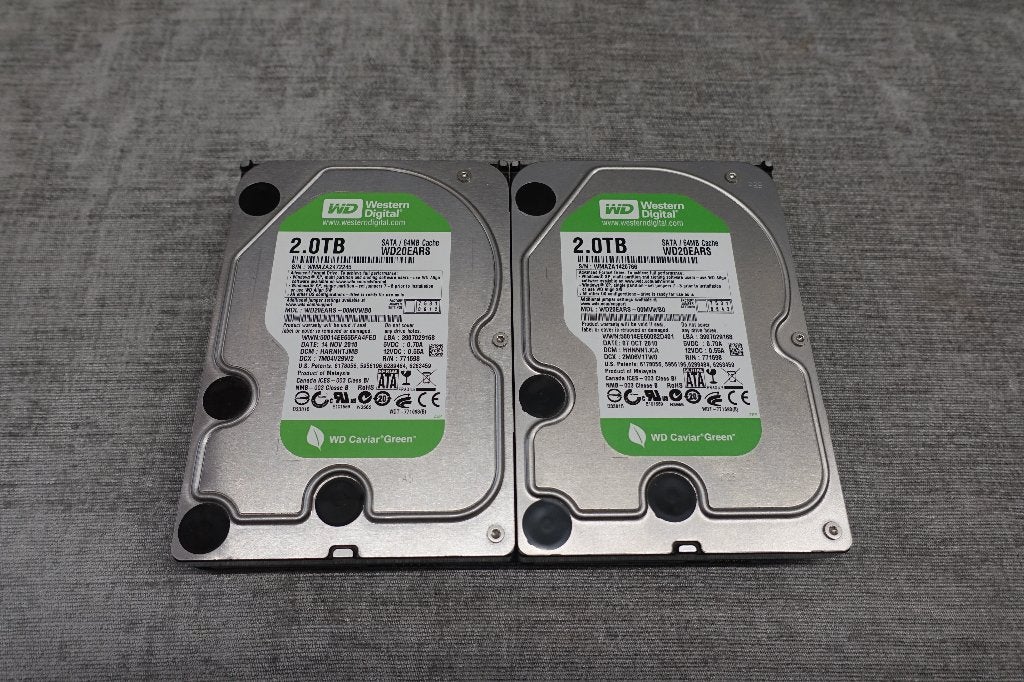 2 stuks Western Digital Caviar Green 2.0TB HDD (WD20EARS), Computers en Software, Harde schijven, WD Western Digital, SATA, Ophalen of Verzenden