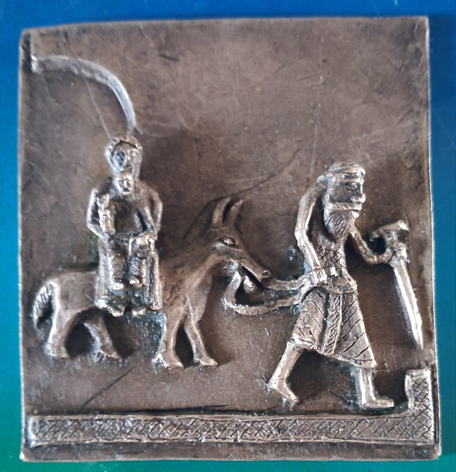 Vlucht naar Egypte. Bijbelse voorstelling. Bronzen plaquette, Ophalen, Gebruikt, Overige typen, Christendom | Katholiek