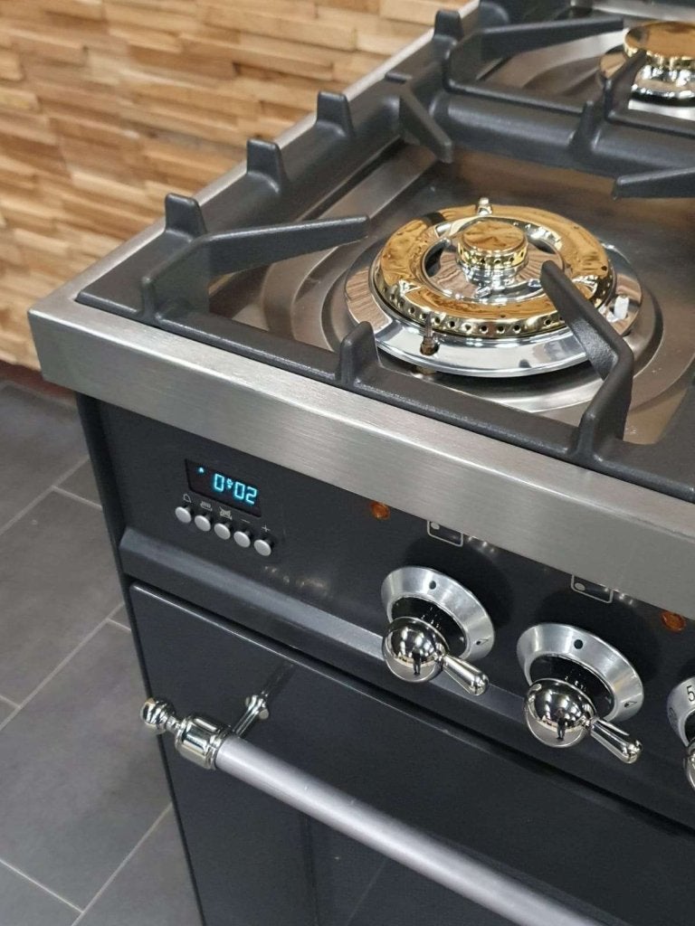 Luxe Boretti Fornuis 60cm antraciet + rvs 1 oven 4 pits, Niet ingevuld, Niet ingevuld, Zo goed als nieuw, Energieklasse A of zuiniger
