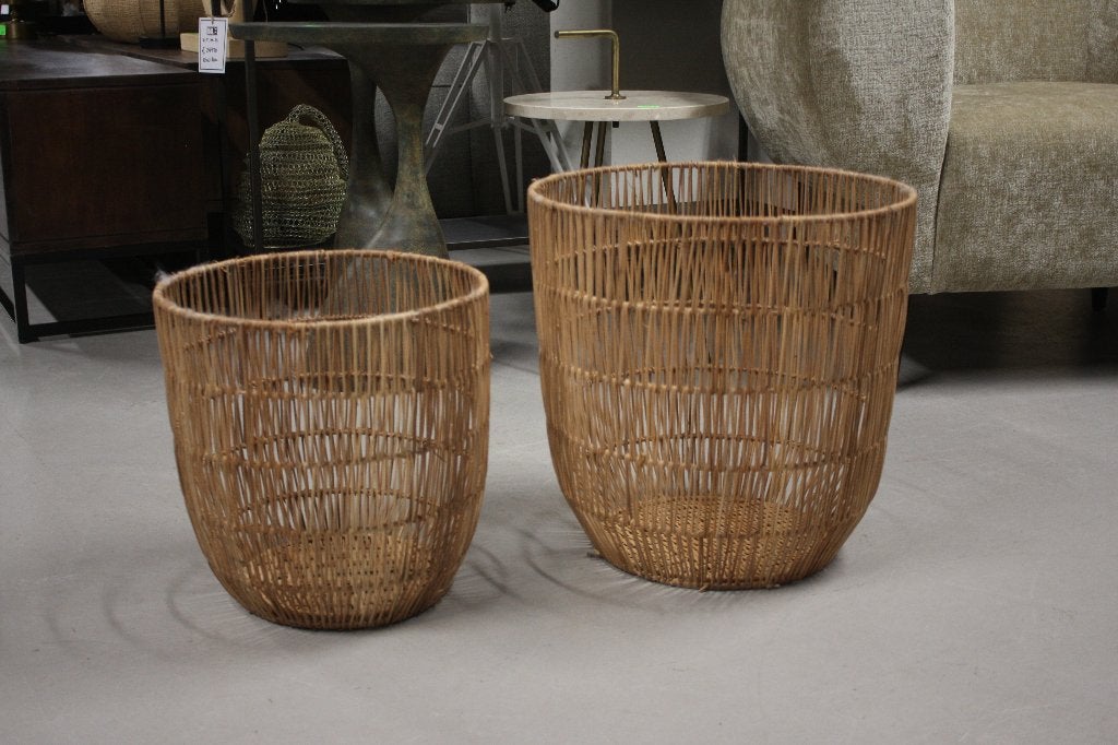 Set van 2 ronde rotan manden opbergmand Light & Living riet, Gebruikt, Mand, Rond, Ophalen of Verzenden