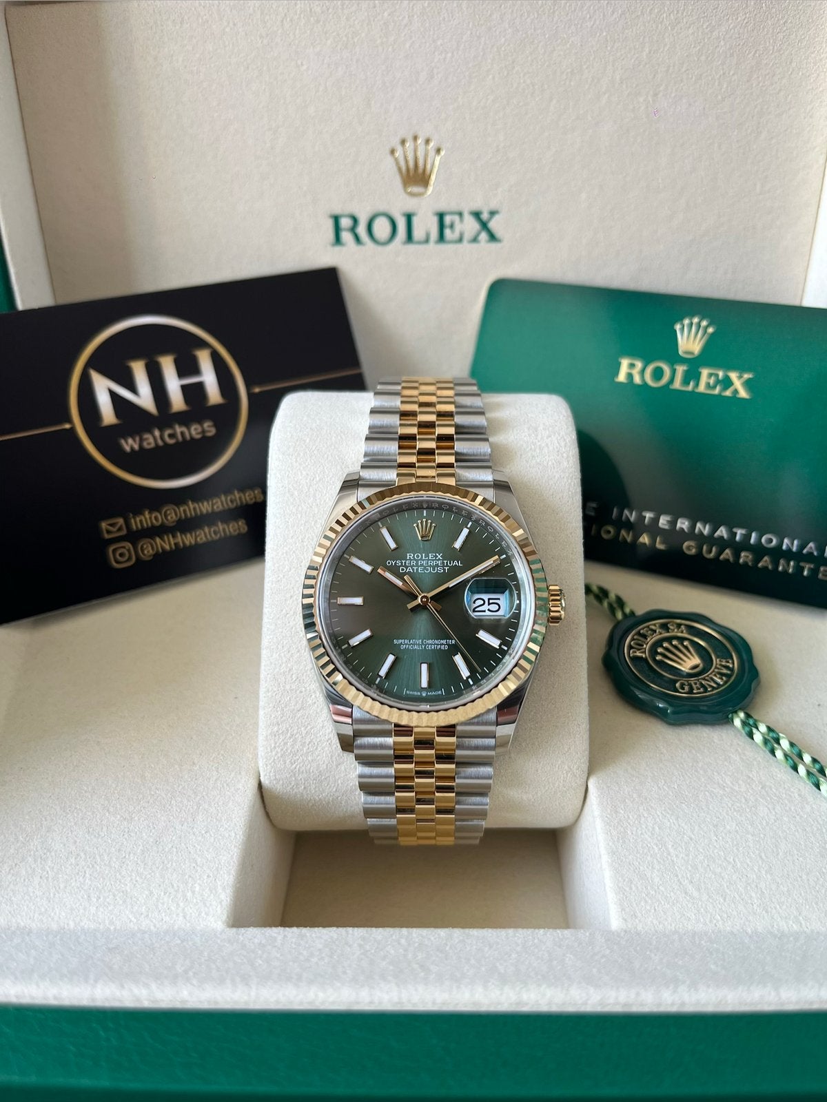 Rolex Datejust 36 126233 Green 07/2026, Ophalen, Nieuw, Staal, Rolex