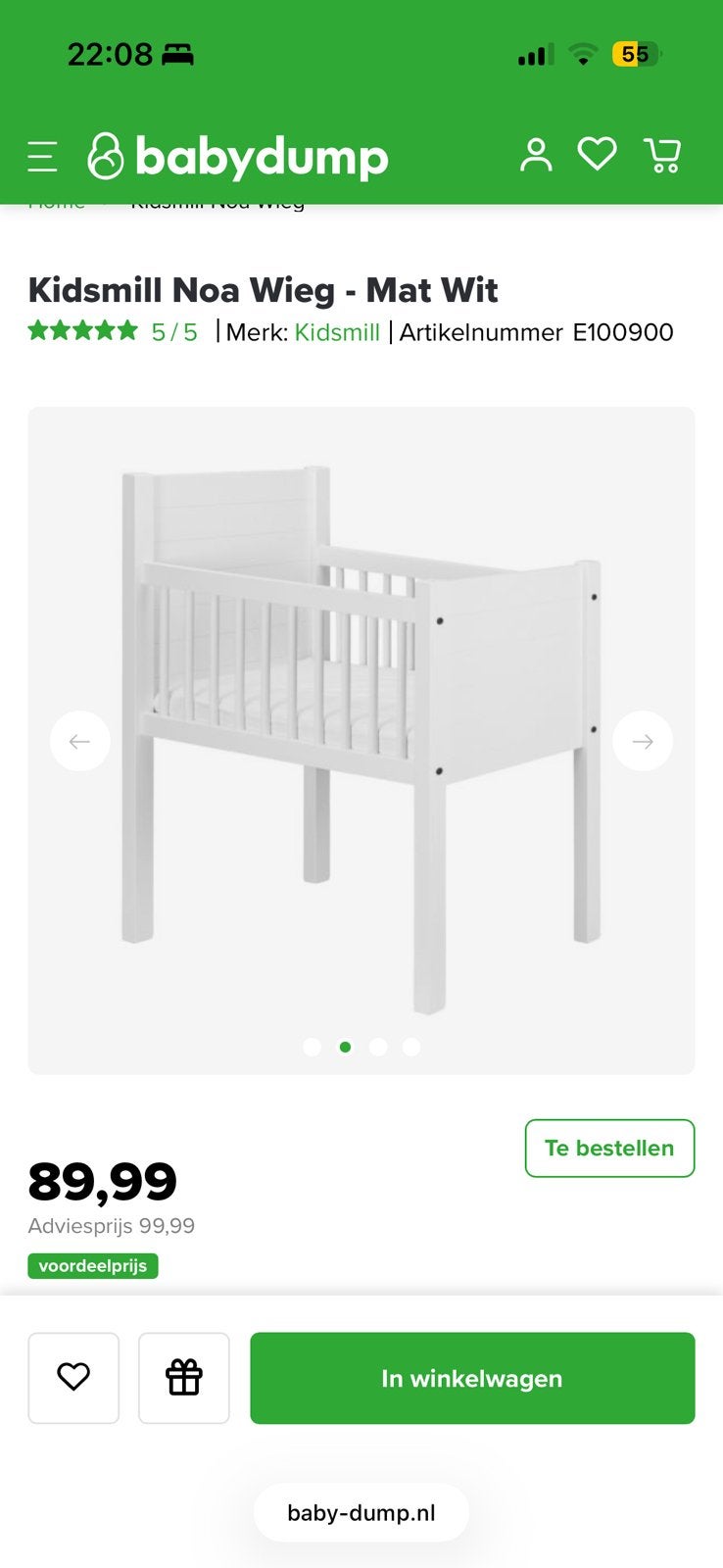 Wiegje kidsmill noa, Ophalen, Zo goed als nieuw, Wieg