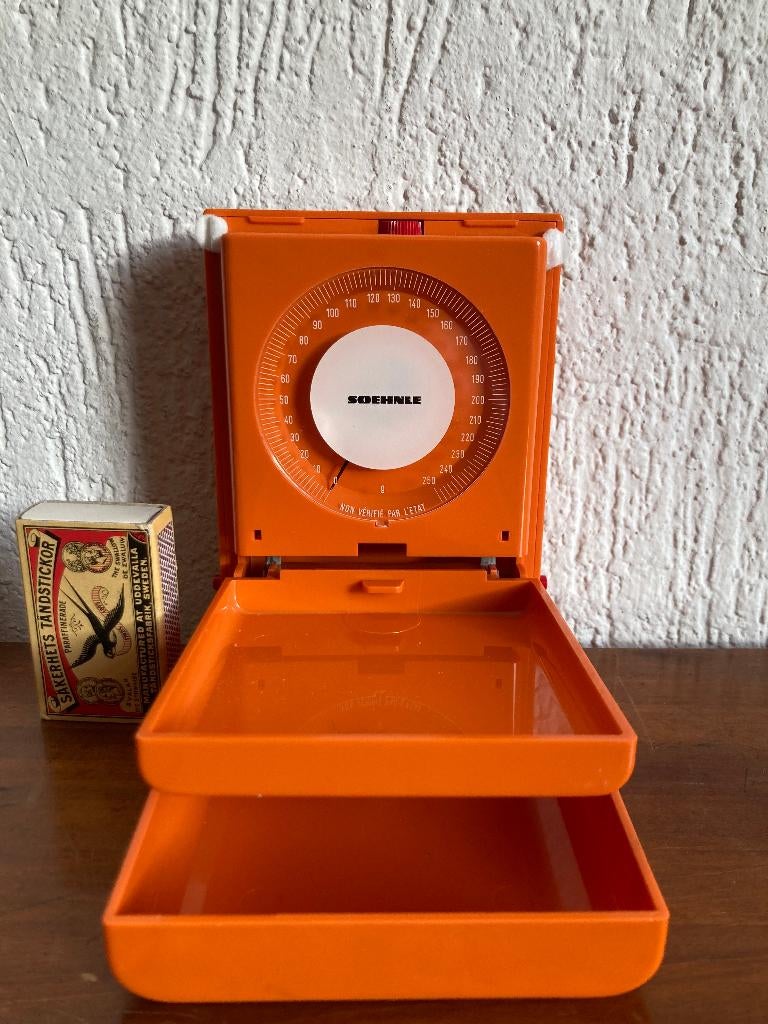 Vintage oranje brievenweger inklapbare brievenweegschaal, Ophalen of Verzenden, Zo goed als nieuw