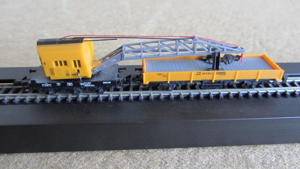 Märklin mini club : kraanwagen-set - gele uitvoering - 1/220, Gebruikt, Gelijkstroom, Wagon, Ophalen of Verzenden