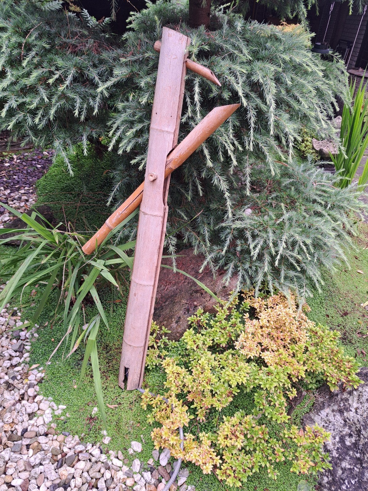 Bamboe waterornament voor tuin waterfontein klapper, Tuin en Terras, Ophalen of Verzenden, Gebruikt, Overige materialen, Overige typen