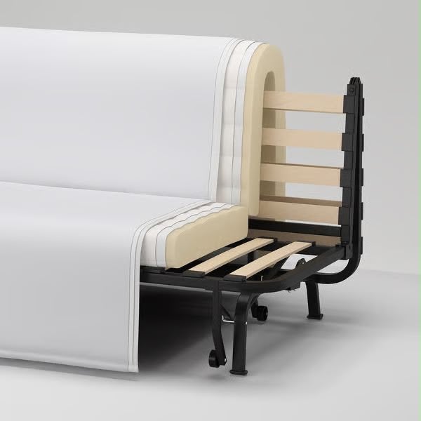 IKEA LYCKSELE LÖVÅS 2-zits slaapbank Ransta naturel, Ophalen, Gebruikt, Tweepersoons, Crème