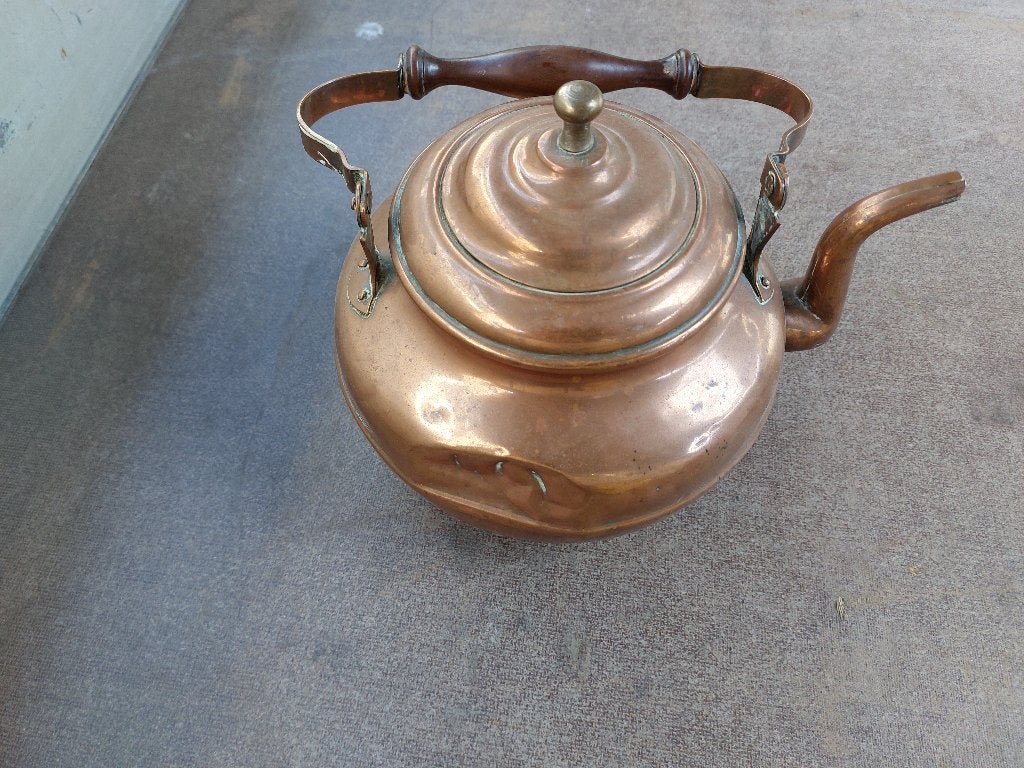 1 oude koperen theepot, Huis en Inrichting, Theepot/fluitketel, Gebruikt, Ophalen of Verzenden, Metaal