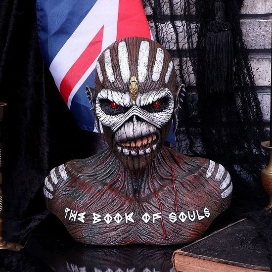 Iron Maiden Book of Souls Bust (grote versie) 26 cm, Ophalen of Verzenden, Nieuw, Pop, Beeldje of Miniatuur