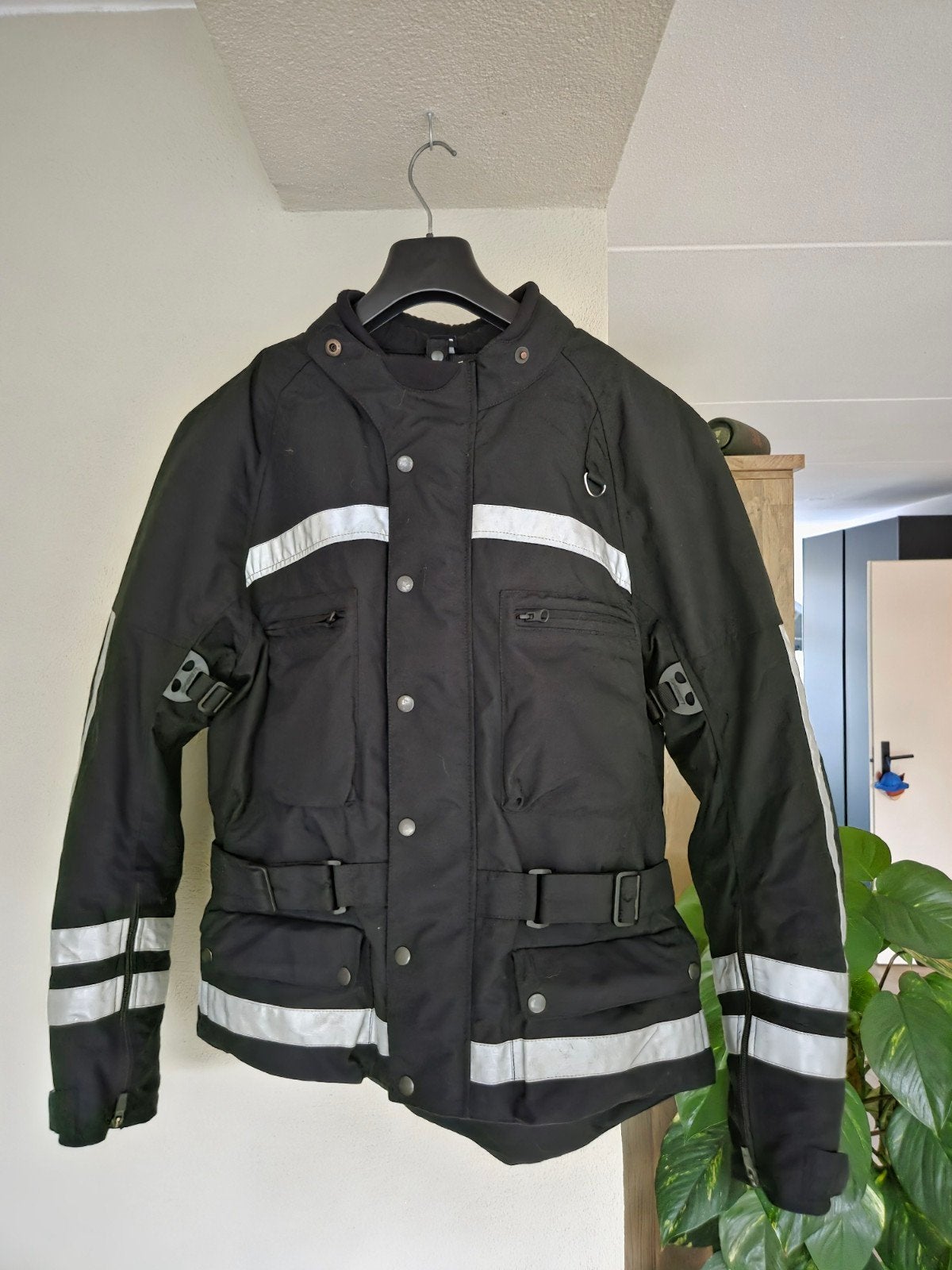 Damen Motorjas Textiel Zwart Maat 58  Reflecterende Strepe, Motoren, Jas | textiel, Heren, Damen Leathers, Ophalen of Verzenden