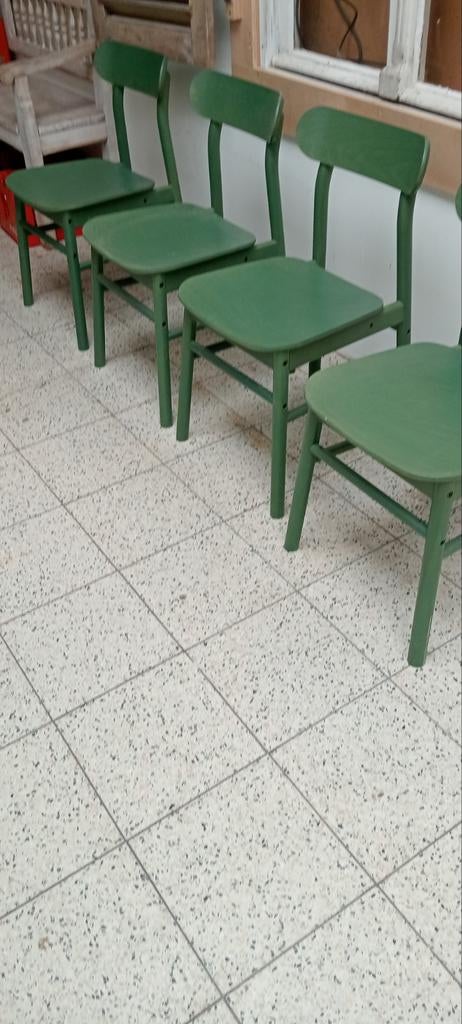 Groene IKEA RÖNNINGE houten eetkamerstoelen, Huis en Inrichting, Stoelen, Ophalen, Gebruikt, Overige kleuren, Vier
