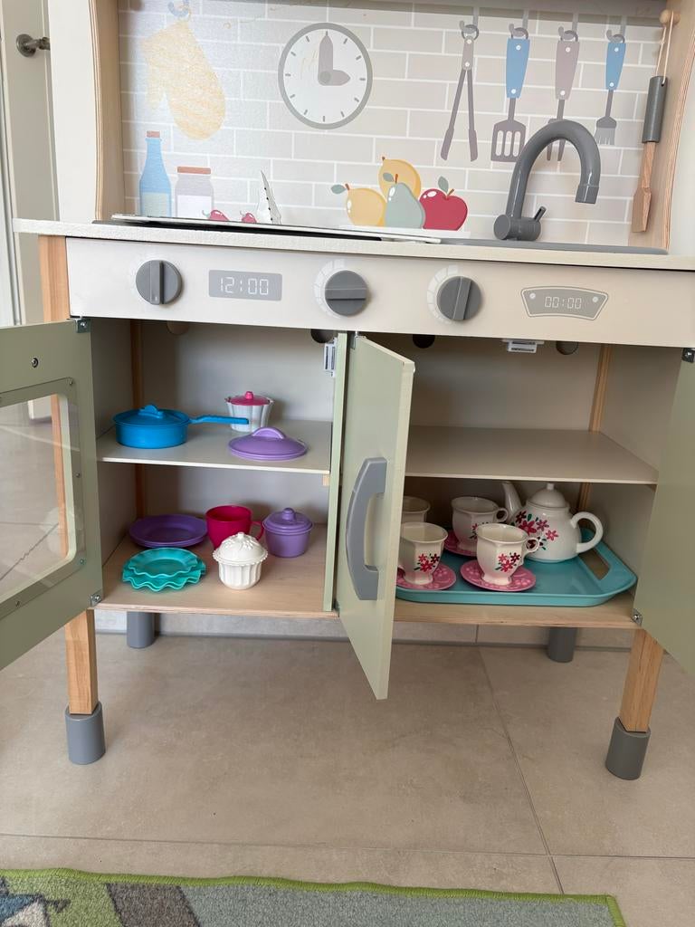 Houten Speelkeuken met Accessoires - Zo goed als nieuw, Ophalen, Zo goed als nieuw, Hout, Speelkeuken