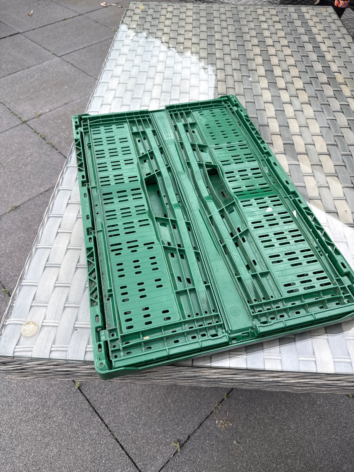 Opvouwbare krat - 60x40x25 cm - Groen en blauw, Gebruikt, 40 tot 60 cm, Opvouwbaar, 50 tot 75 cm
