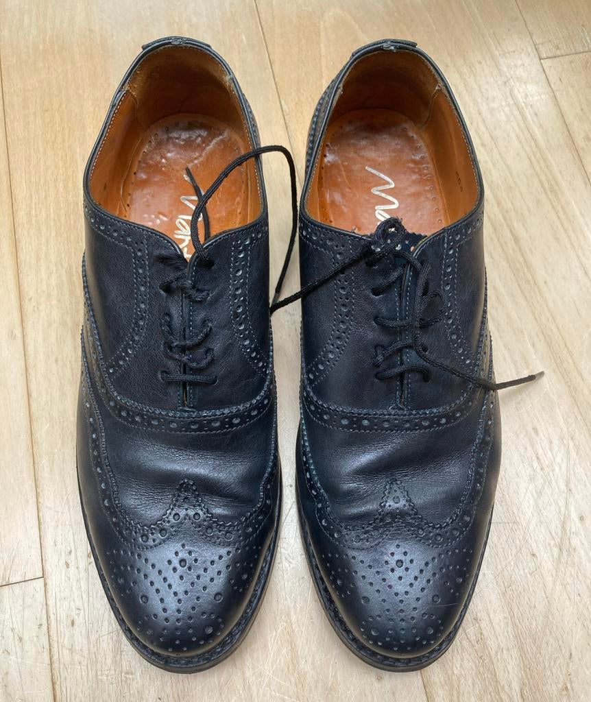 Van Lier donkerblauwe leren veterschoenen Maat 43, Blauw, Ophalen of Verzenden, Zo goed als nieuw, Veterschoenen
