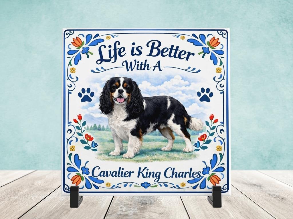 Life is Better With a Cavalier King Charles - Tegel, Huis en Inrichting, Woonaccessoires | Tekstborden en Spreuken, Nieuw, Verzenden