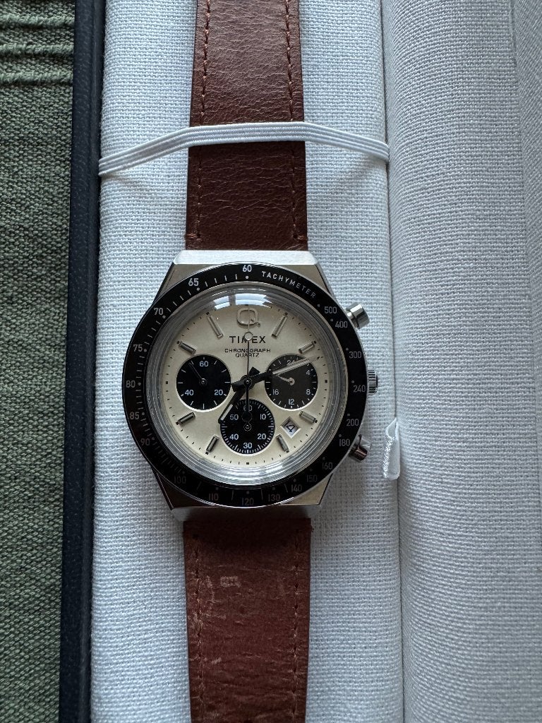 Timex Q Chronograph TW2V428007U, Overige merken, Leer, Staal, Polshorloge