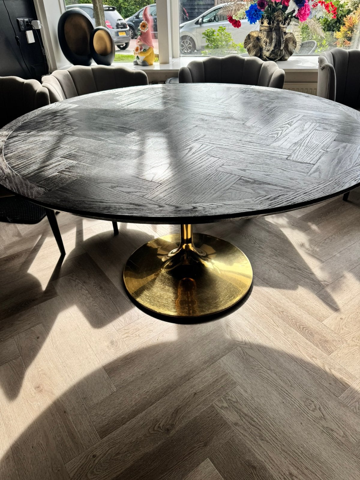 Richmond blackbone gold- Eettafel, salontafel set & tv kast, Ophalen, Zo goed als nieuw, Rond