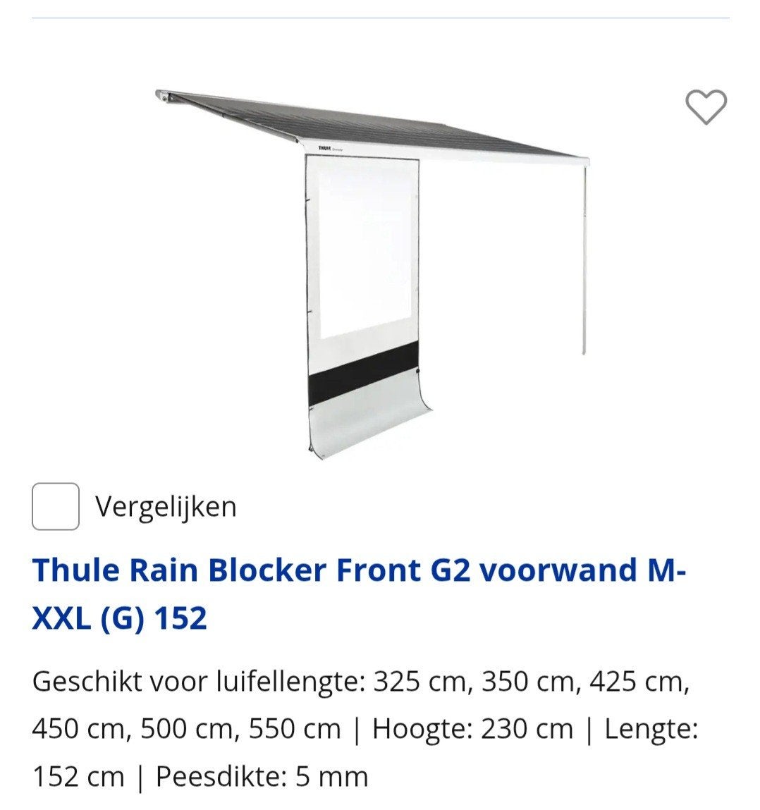 Thule Rain Blocker Front G2 voorwand M-XXL (G) 152, Caravans en Kamperen, Ophalen, Zo goed als nieuw