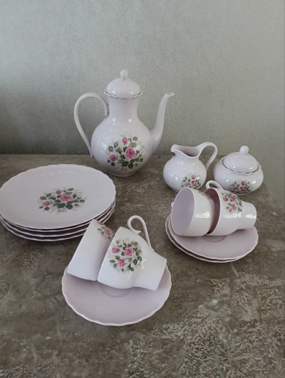 hutscheuther theeservies rose., Ophalen of Verzenden, Zo goed als nieuw, Porselein