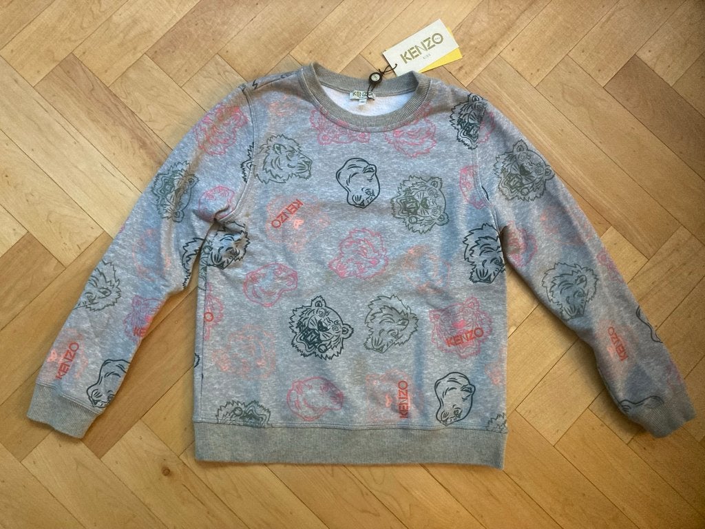 Kenzo grijze trui sweatshirt allover tijger mt 164 14 jaar!, Kenzo, Meisje, Trui of Vest, Ophalen of Verzenden