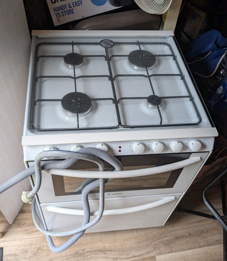 Candy Trio 9501 Fornuis met Oven en Vaatwasser, Ophalen, Gebruikt, 60 cm of meer, 4 kookzones