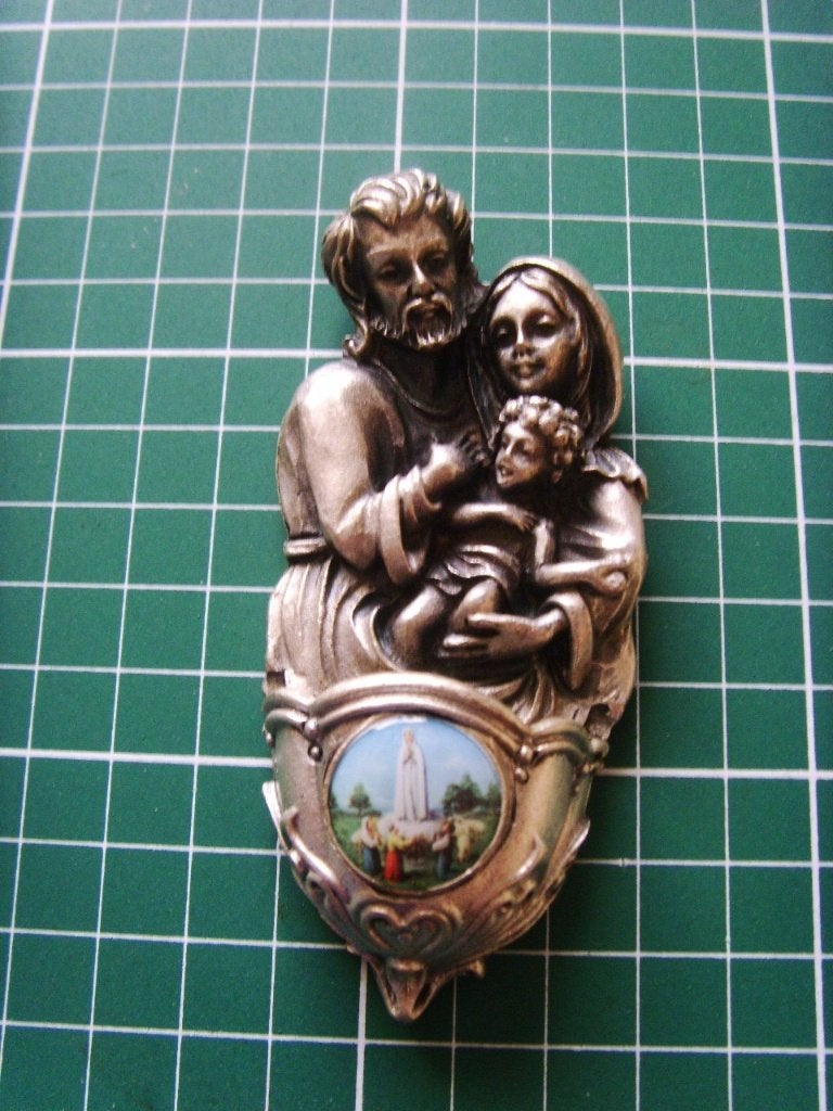 Mooi wijwatervaatje H. Familie - metaal, Verzamelen, Ophalen of Verzenden, Zo goed als nieuw, Overige typen, Christendom | Katholiek