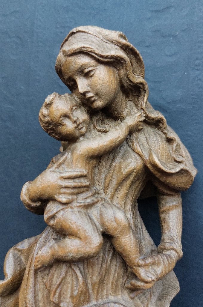 Houten beeld Maria met kind uit Süd Tirol, Ophalen of Verzenden