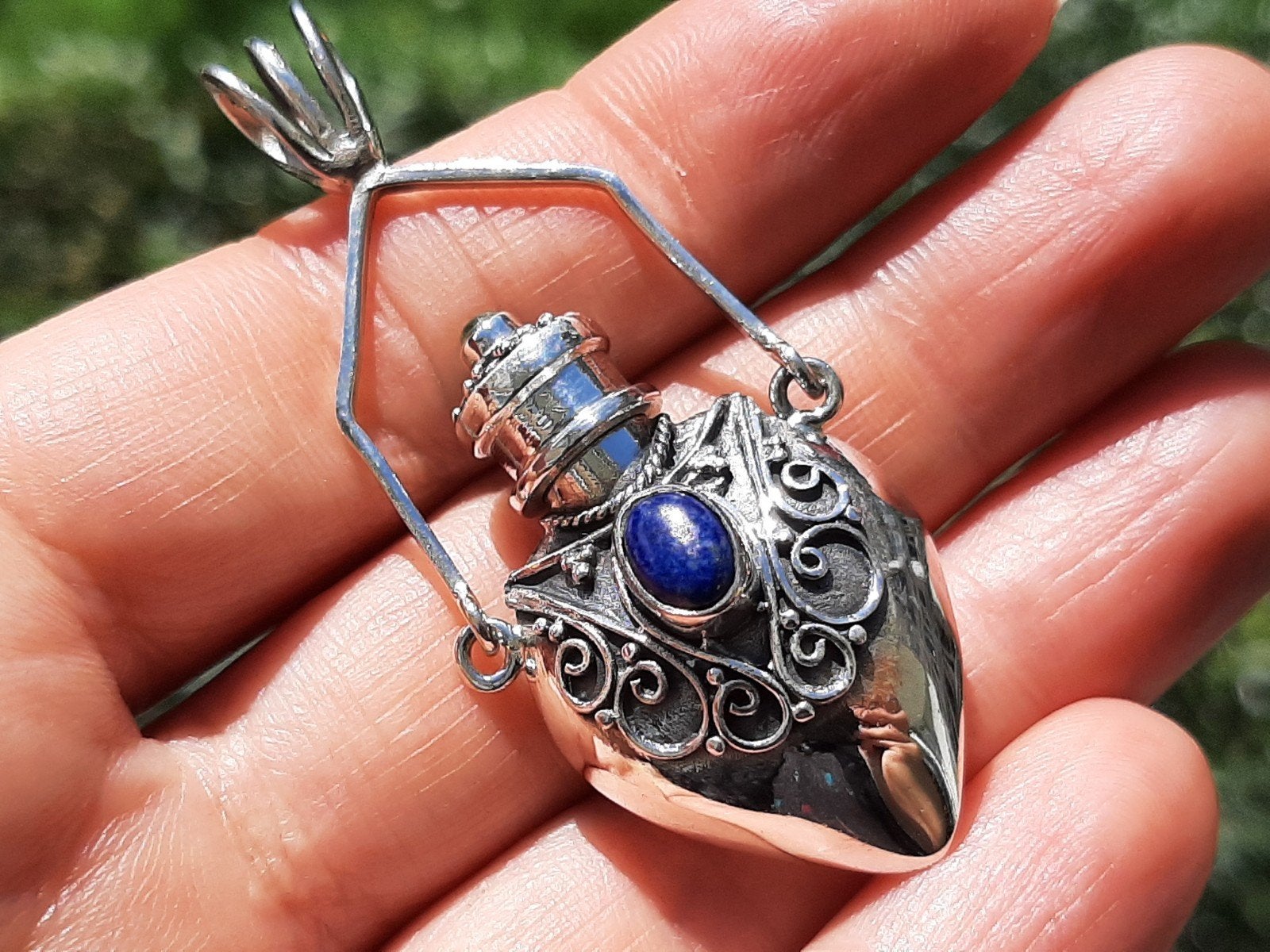 Vanoli 925 zilveren flesje kettinghanger met lapislazuli, Sieraden, Tassen en Uiterlijk, Kettinghangers, Nieuw, Zilver, Blauw