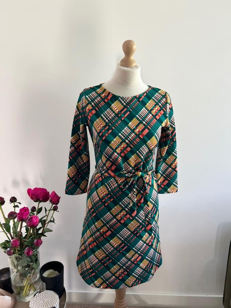 King Louie maat S groene geruite Zoe dress 3296, Ophalen of Verzenden, Zo goed als nieuw, King Louie, King Louie