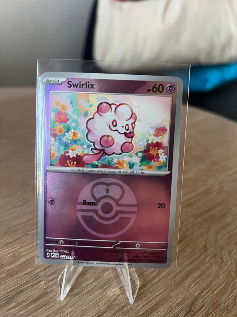 Pokémon Kaart Swirlix 093/217 Basic Pokeball, Ophalen of Verzenden, Zo goed als nieuw, Losse kaart