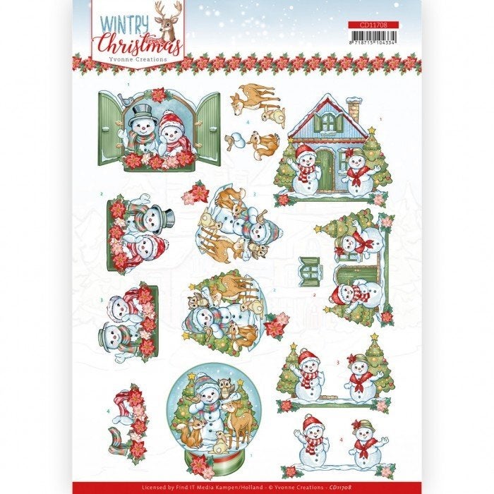 Yvonne Creations Wintry Christmas 3D knipvel A4 CD11708, Hobby en Vrije tijd, Kaarten | Zelf maken, Nieuw, Knipvel, Kerst, Ophalen of Verzenden