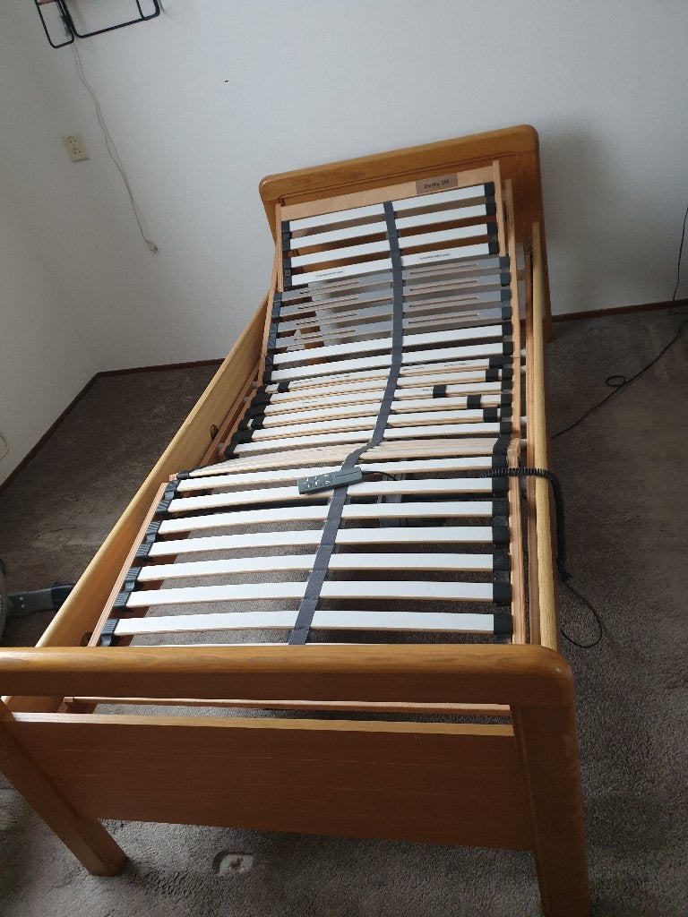 senioren bed, Ophalen, 90 cm, Eenpersoons, Bruin
