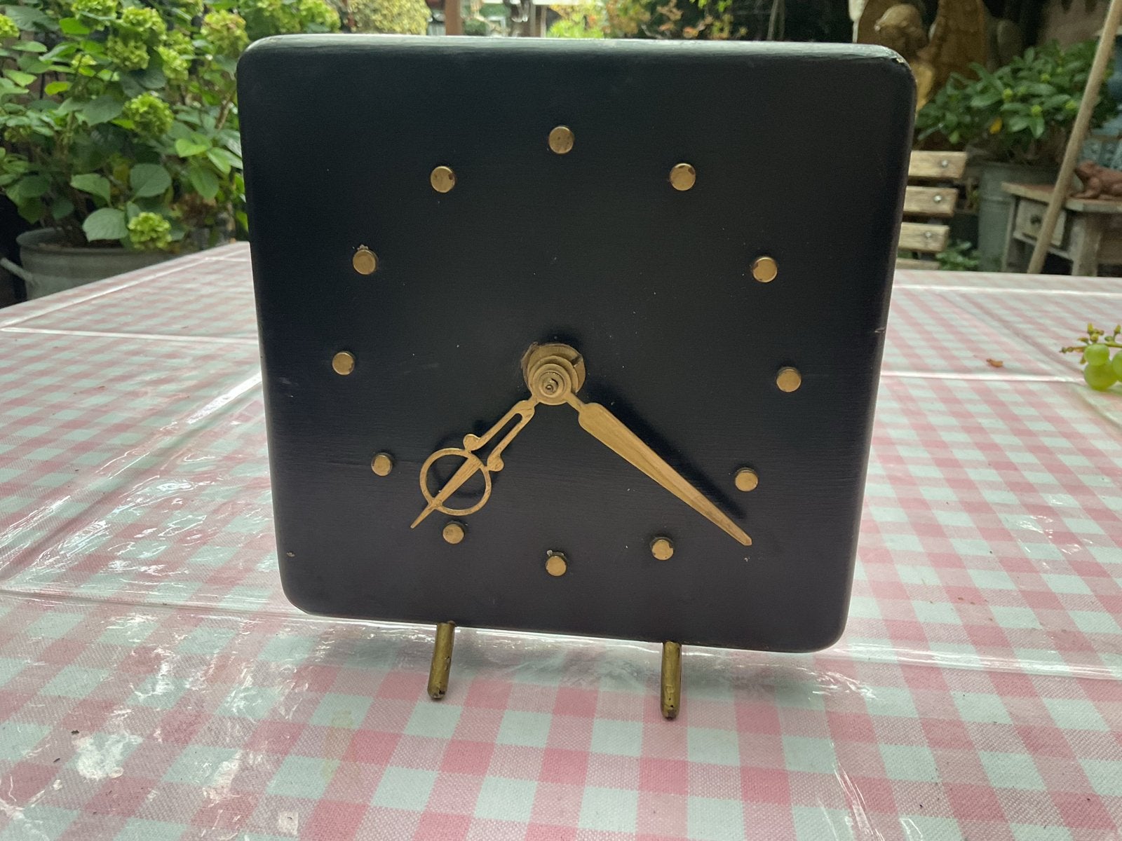 Vintage tafelklok - Zwart met gouden accenten, Ophalen