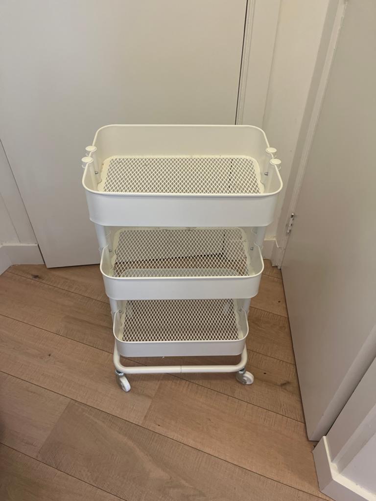 Ikea Råskog roltafel met 3 etages, Ophalen, Gebruikt, Wit, Metaal