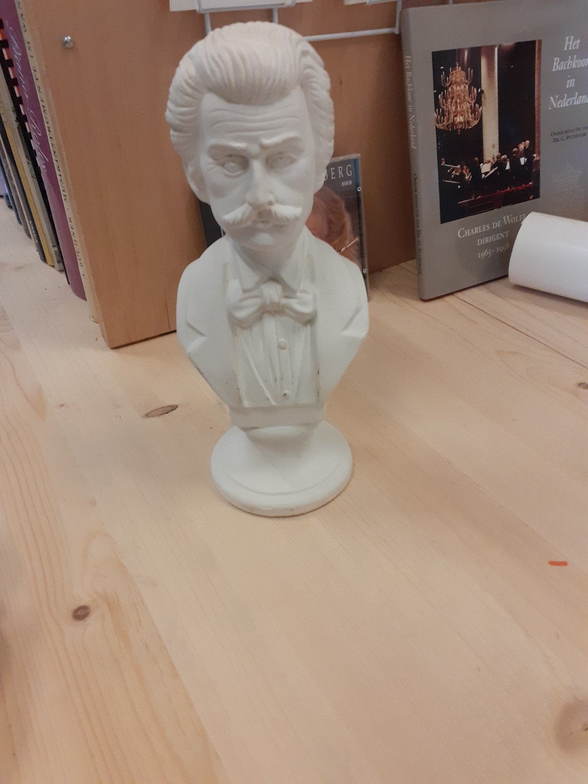 Witte buste van Strauss  - Decoratieve sculptuur, Minder dan 20 cm, Gips, Buste, Ophalen of Verzenden