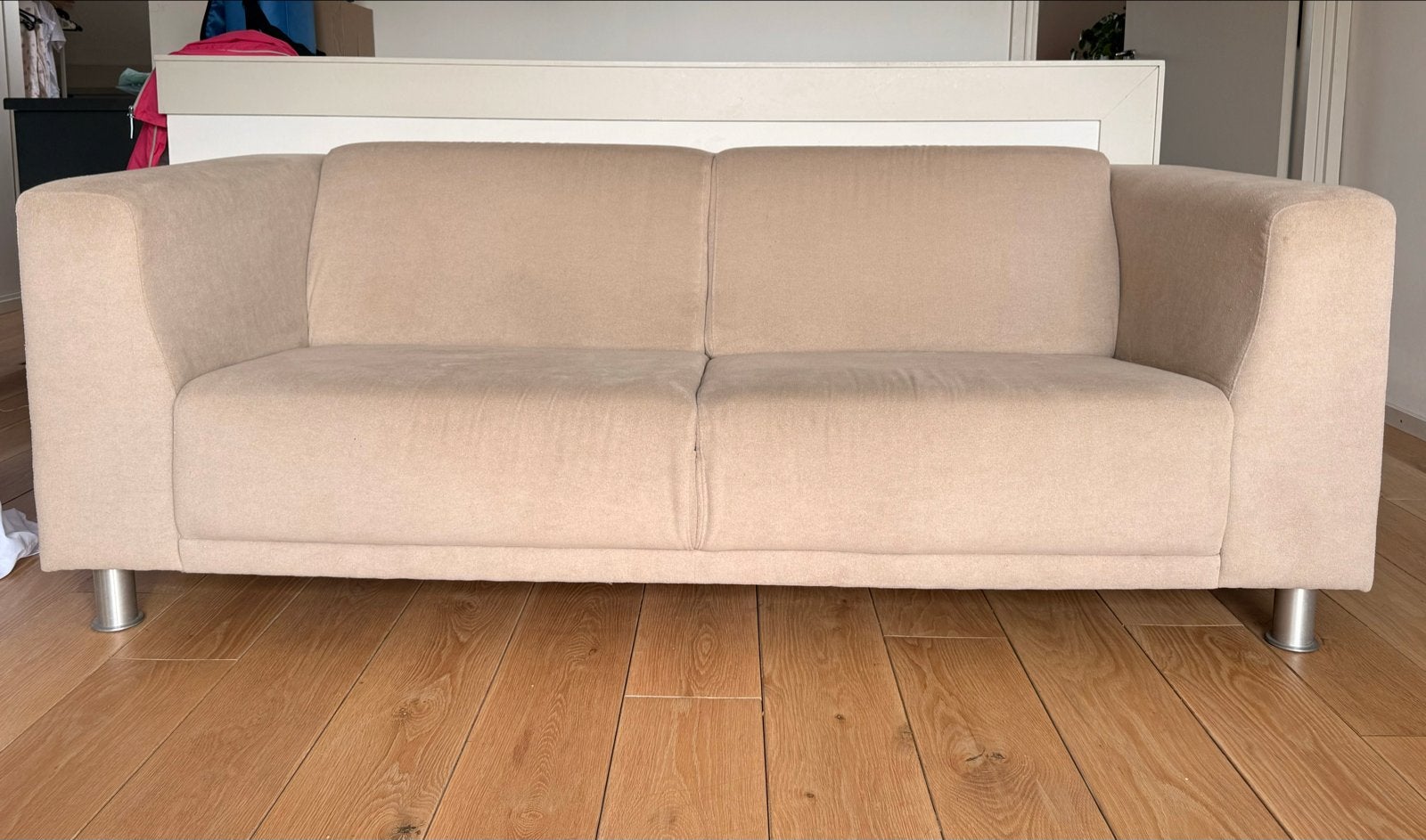 Moderne licht beige 2.5 -zitsbank, Ophalen, Gebruikt, 150 tot 200 cm, Driepersoons