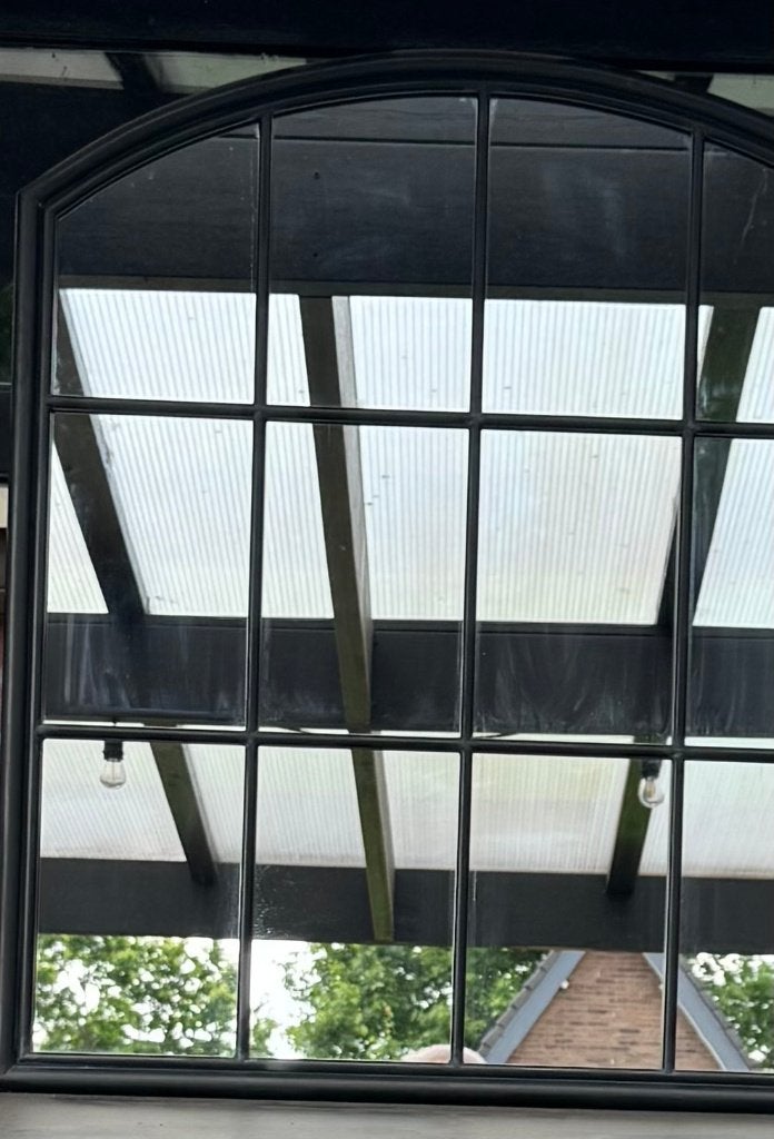 Metalen spiegel, Huis en Inrichting, Woonaccessoires | Spiegels, Ophalen, Zo goed als nieuw, 75 tot 100 cm, Minder dan 100 cm