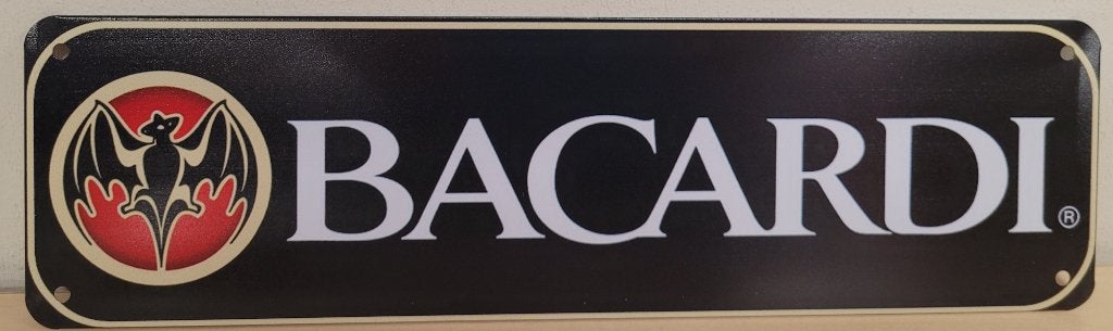 Bacardi logo zwart reclamebord van metaal wandbord decoratie, Reclamebord, Deco Noord, Nieuw, Ophalen of Verzenden