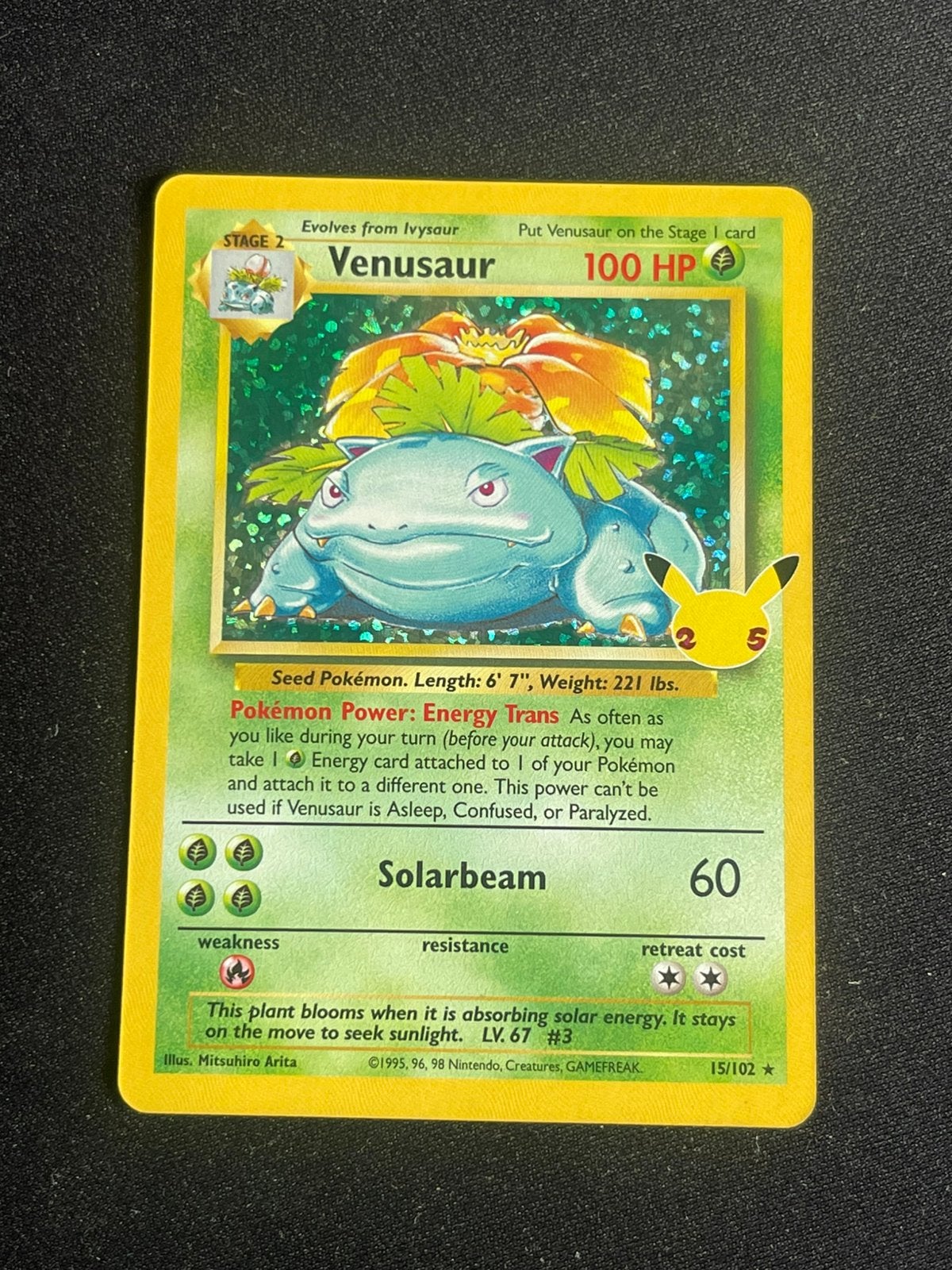 NM venusaur 15/102, Ophalen, Zo goed als nieuw, Losse kaart, Foil