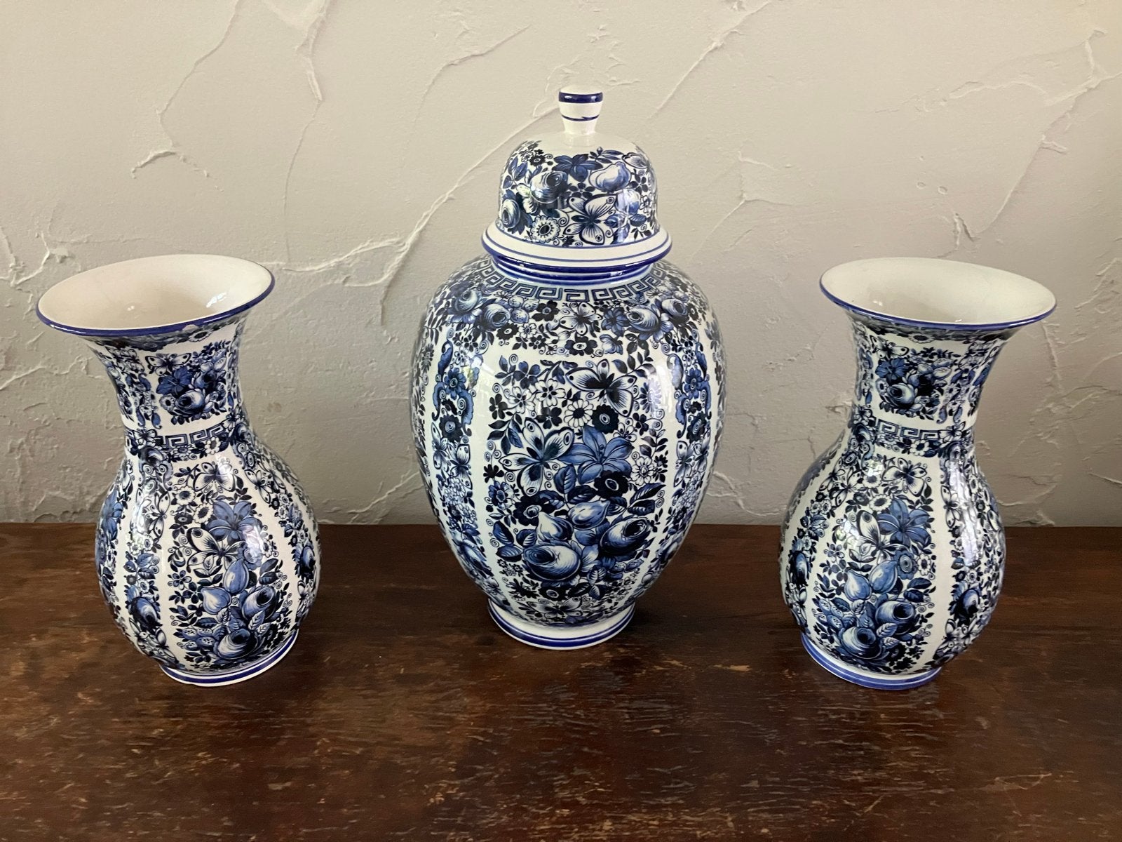 Vintage Kaststel FG Ceramiche Artistiche - Blauw/Wit Bloemen, Ophalen of Verzenden
