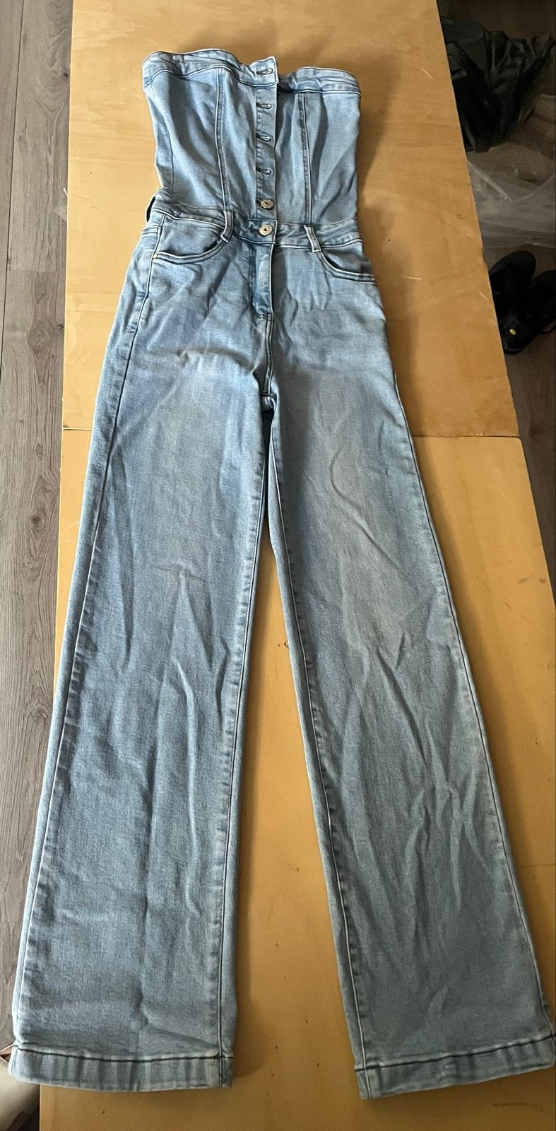 Miss Etam spijker jumpsuit maat 34, Kleding | Dames, Ophalen of Verzenden, Zo goed als nieuw, Maat 34 (XS) of kleiner, Blauw