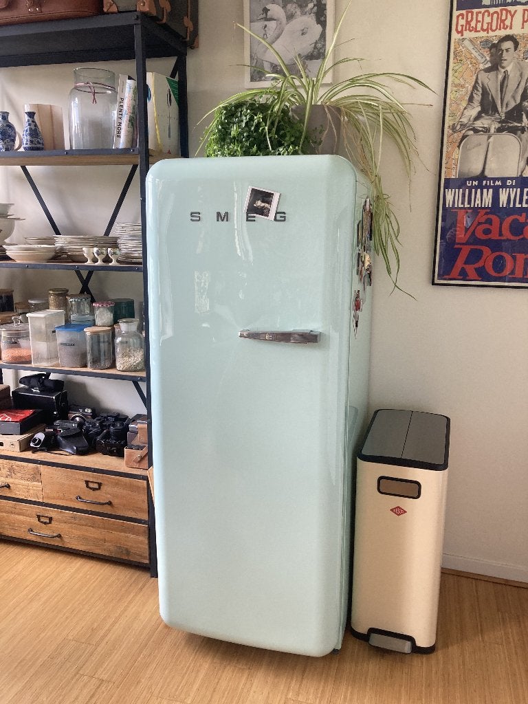 Mintgroene Smeg koelkast, Witgoed en Apparatuur, Koelkasten en IJskasten, Ophalen, 200 liter of meer, 60 cm of meer, Zo goed als nieuw