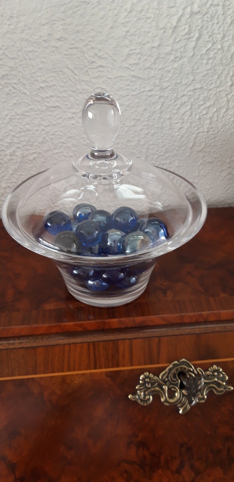 glazen bonbonniere m.deksel, Ophalen of Verzenden, Zo goed als nieuw, Glas