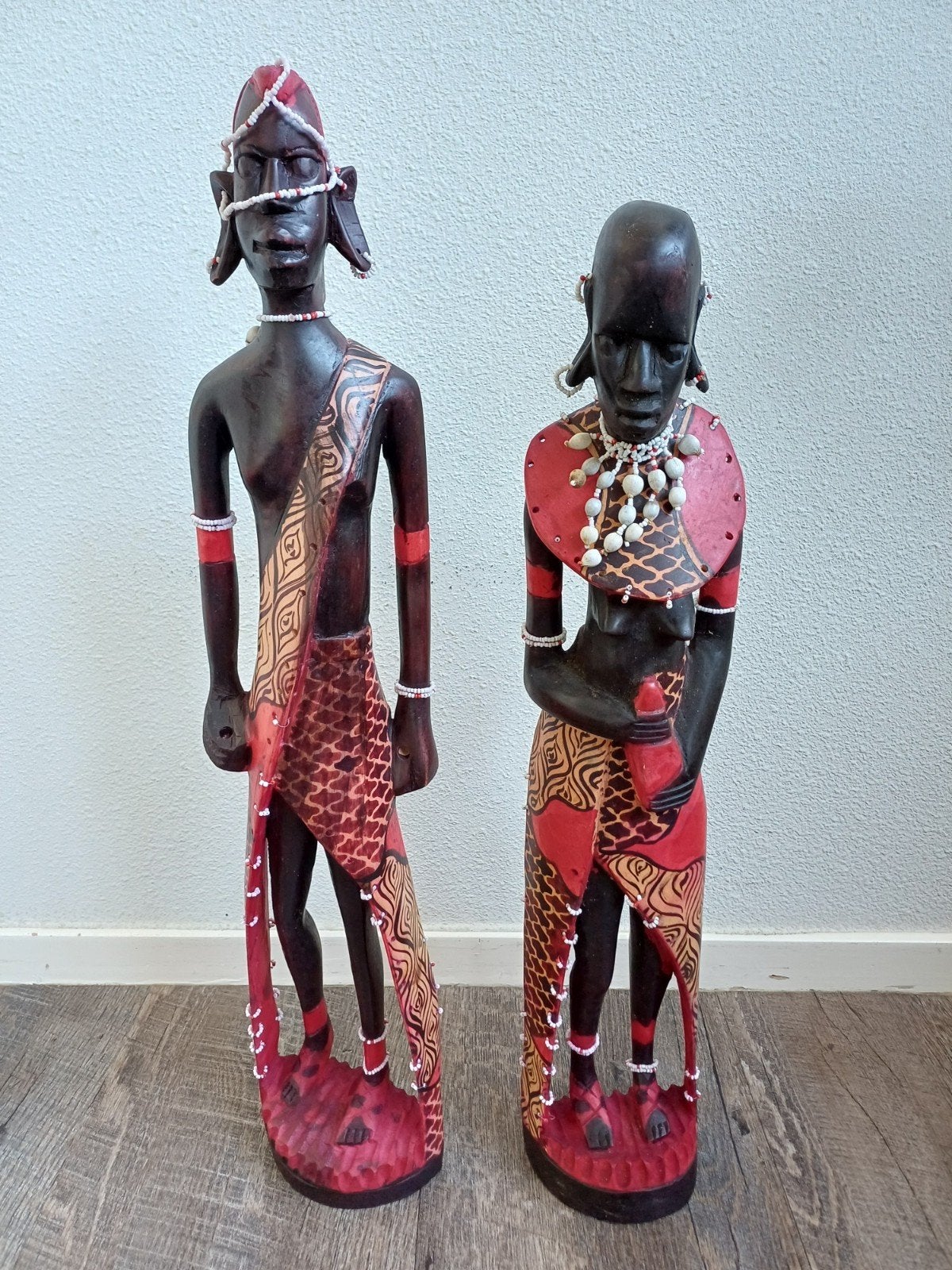 Afrikaanse houten beelden - Man en Vrouw (60 & 55 cm), Afrika, Ophalen, Houtsnijwerk, Hout