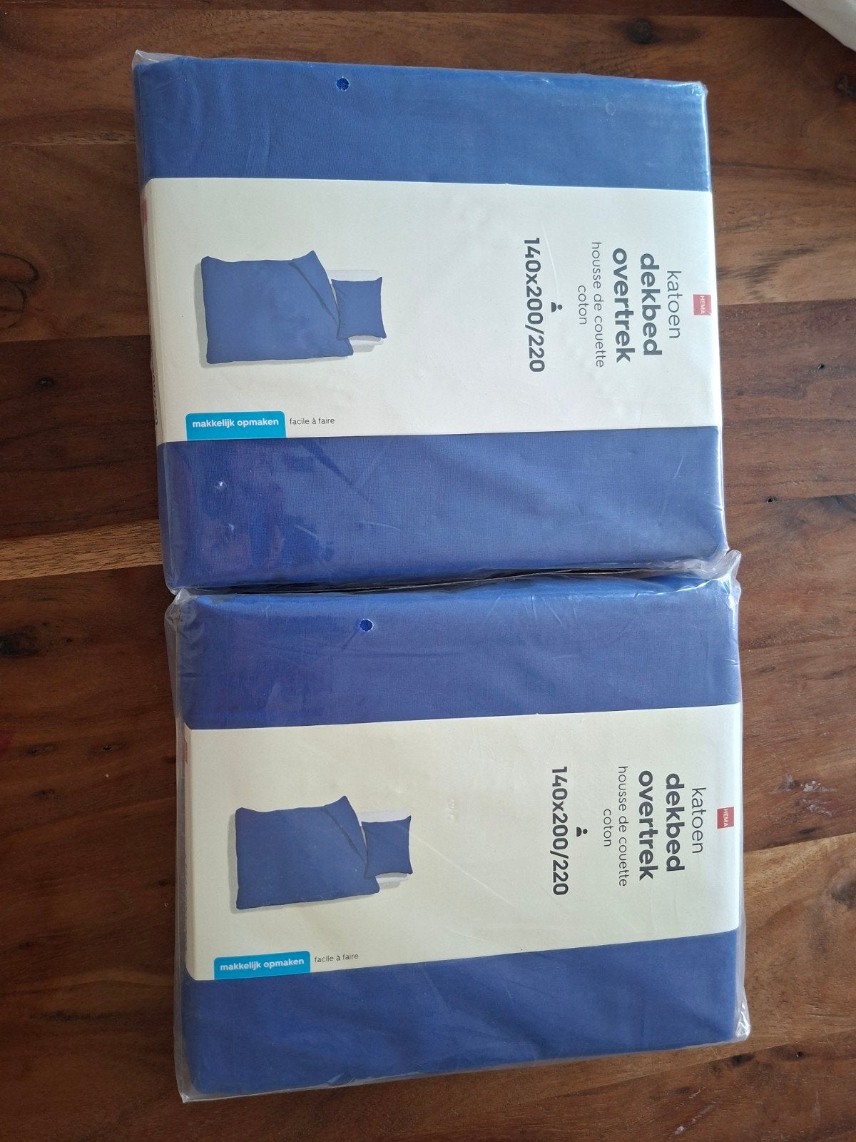 2x HEMA Katoen Dekbedovertrek 140x200/220 Blauw, Ophalen, Eenpersoons, Blauw, Dekbedovertrek