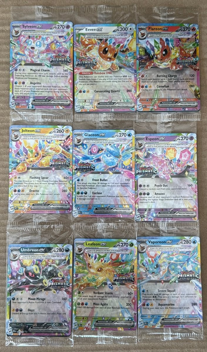 Prismatic evolutions surprise box promos set van 9, Ophalen of Verzenden, Zo goed als nieuw, Meerdere kaarten