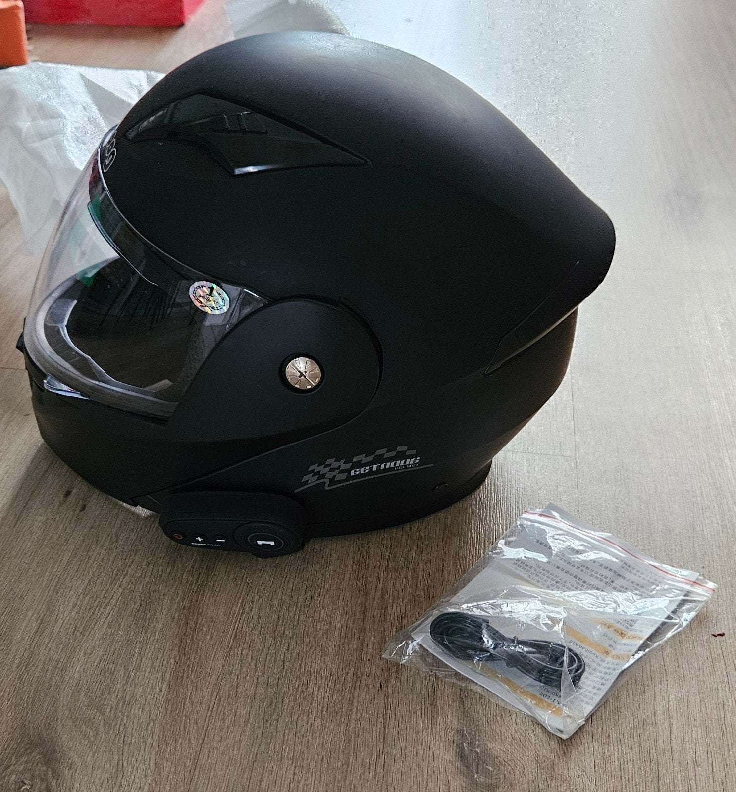 Motorhelm maat XL met intercom - Getnoog, Motoren, Kleding | Motorhelmen, Ophalen of Verzenden