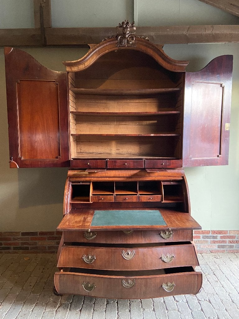 Prachtig antiek mahonie Empire topbureau, secretaire, buro, Verzenden