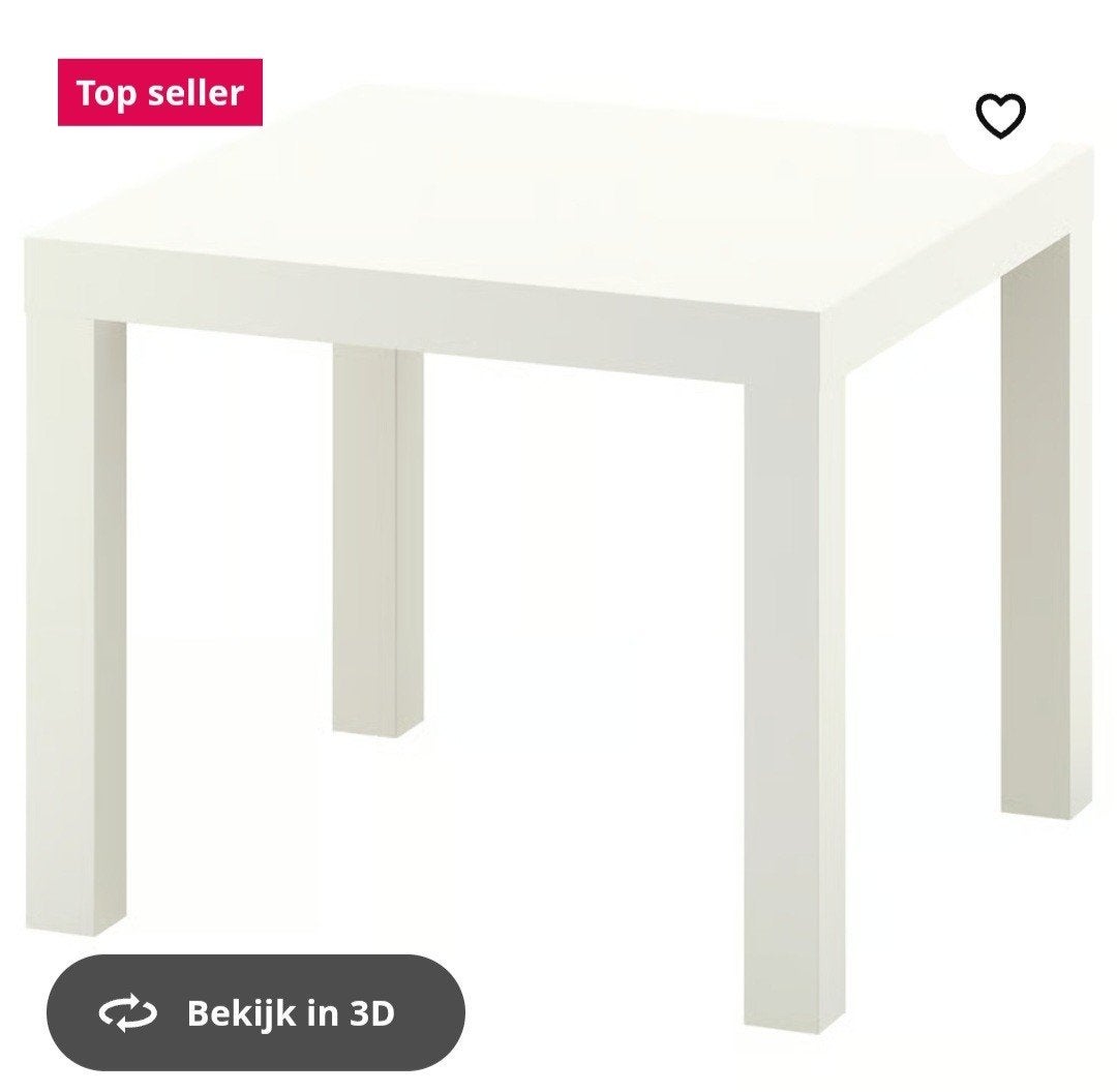 Twee witte IKEA LACK bijzettafels, 55x55, Ophalen, Vierkant, 50 tot 75 cm, Minder dan 100 cm