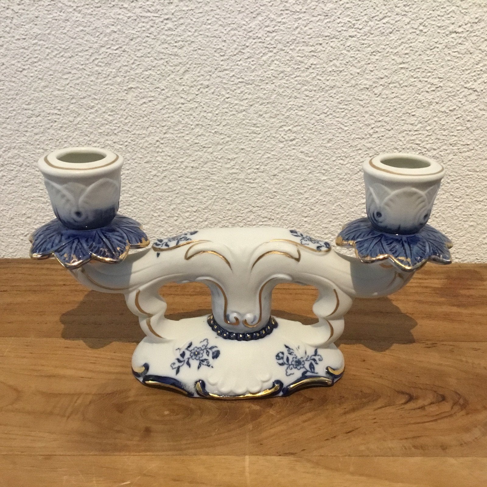 Vintage biscuit porseleinen kandelaar Capodimonte stijl, Antiek en Kunst, Ophalen of Verzenden