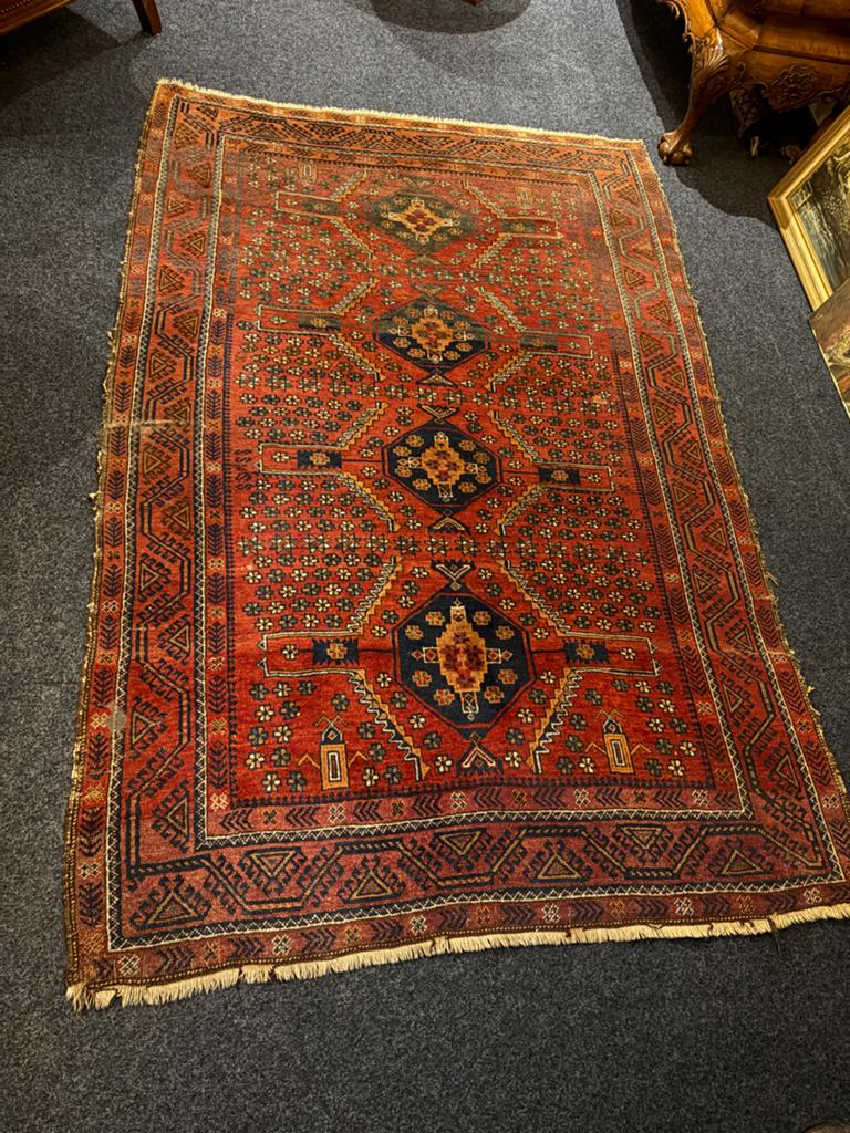 Antiek handgeknoopt Perzisch tapijt, 195x130 cm, Antiek en Kunst, Antiek | Kleden en Textiel, Ophalen